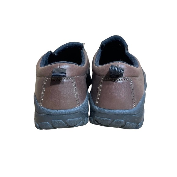 Lands End Women's All Weather Brown Leather Slip On Moc Comfort Shoes 7HM - Picture 3 of 4